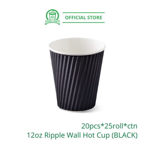 12oz Black Hot Drinks Paper Cups