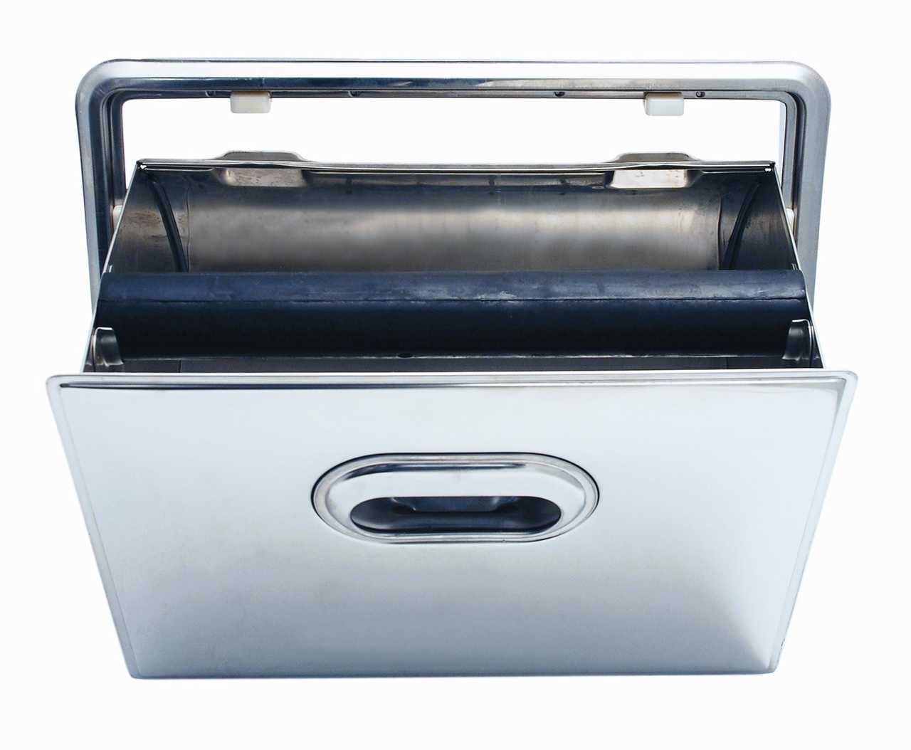 RECESSED STAINLESS STEEL KNOCK DRAWER WITH CLOSED BOTTOM