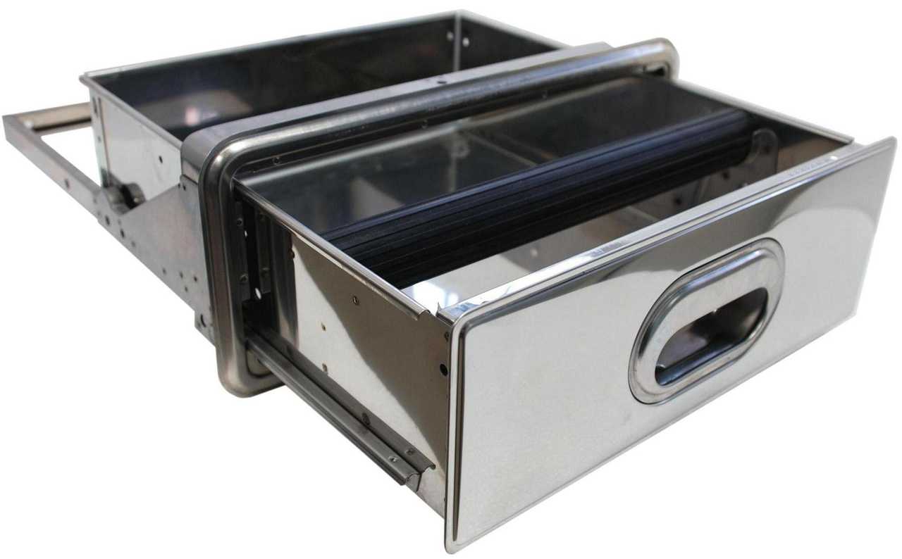 RECESSED STAINLESS STEEL KNOCK DRAWER - 350x405x132mm