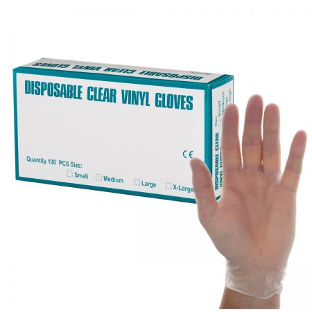 Clear Disposable Vinyl Gloves - Large (100)