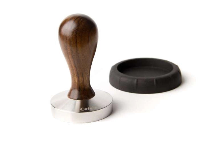 CAFELAT WALNUT TAMP WITH 58mm STAINLESS STEEL FLAT BASE